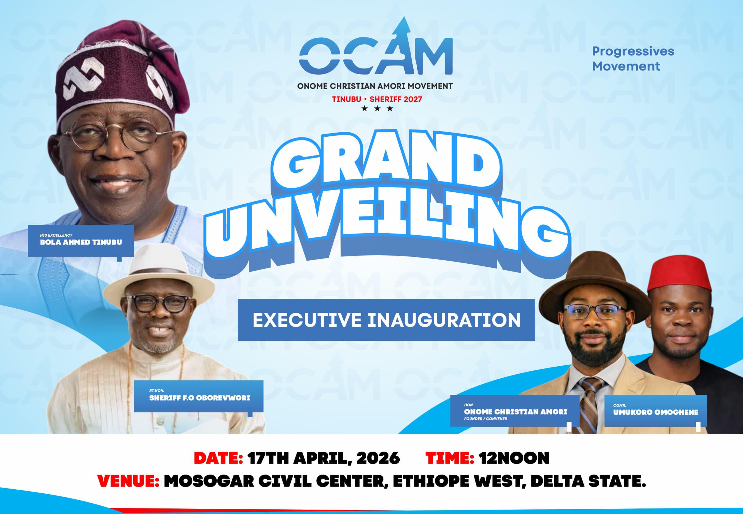 OCAM LAUNCHES POLITICAL MOVEMENT TO RETURN OBOREVWORI, TINUBU IN 2027 (VIDEO)